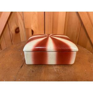 Wong Lee porcelain Crackled Trinket Box Psychedelic Style Red Yellow Swirl (8139
